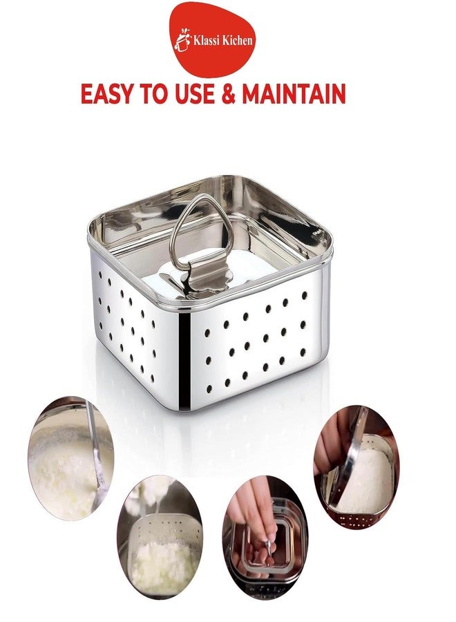 Klassi Kichen Stainless Steel Square Shape Indian Paneer/Mould Maker 450ml Collapsible Strainer (Silver Pack of 1) - Image 4